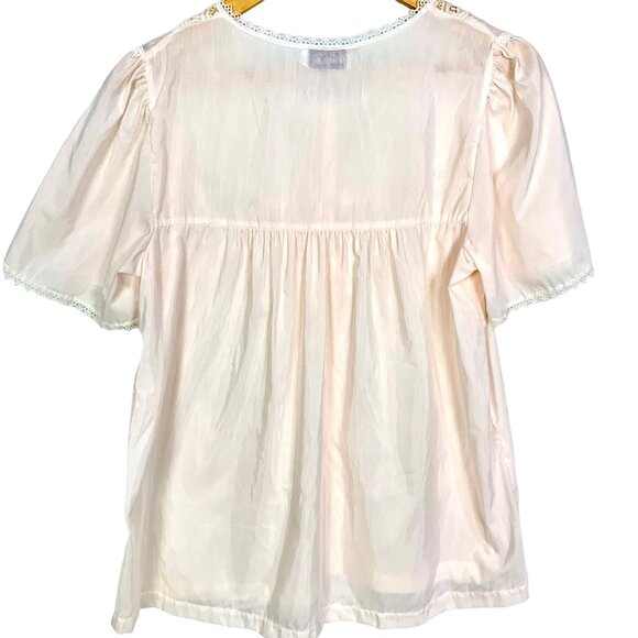 Vintage Vanity Fair Lace Trim Bed Jacket Night Top Button Front Pink Size M - Picture 5 of 9